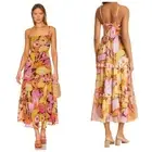 NEW Banjanan Hazel Organic Cotton Midi Dress Euphoric Bloom Paprika Medium