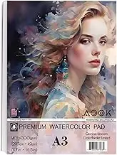 AOOK A3 Watercolor Paper Pad, 11.69X16.53 (140lb/300GSM) 20 Sheets Mixed Paper mat, top Packaging, fine Texture, Suitable for Watercolor, Watercolor, and Acrylic Art mats. (1Pack Multicolor)