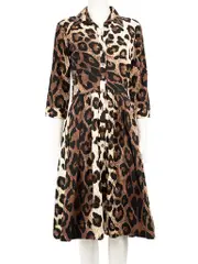 Brown Leopard Pattern Midi Dress