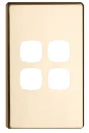 2x HPM EXCEL SERIES COVER PLATES 73x117mm For 4-Gangs Switch, Polished Brass