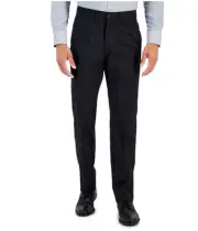 A｜X ARMANI EXCHANGE Mens Windowpane Dress Pants Slacks, Black, 30W x 31L