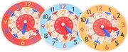 Kisangel 3pcs Wooden Clock Toys Round Boys and Girls Enlightenment Toy Safe Learning for Early Preschoolers