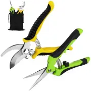 2 Pack Gardening Shears - Stainless Steel Pruning Shears Set with Storage Bag...