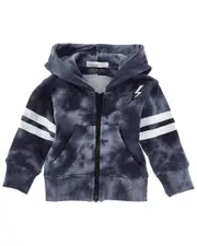 LITTLE MISH Tie-Dye Bolt Zip Hoodie
