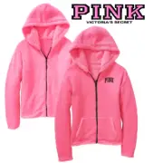 Victoria's Secret PINK REVERSIBLE SHERPA HOODIE FULL ZIP JACKET S. PINK New $89