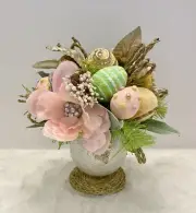 New Capiz Shell Philippines Easter Egg Bouquet Centerpiece Gold Decor Dragonfly