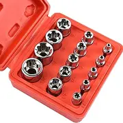 14Pcs Female Star Bit Sockets Set 1/2'' 3/8'' 1/4'' Drive Sockets E4 -E24 with Storage Box
