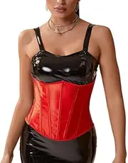 [Dreay] Underbust Corset for Women Fashion Vintage Elastic Waist Belt Underbust Corset Belt Bustier Lace Up Back