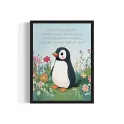 Penguin Animal Kids Nursery with Poem Art Print Poster Wall Art Painting