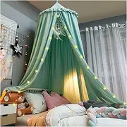 GDPKIALSLZ, Bed Canopy, Dreamy Frills Ceiling Hanging Princess Canopy Bedroom Decoration Soft Canopy Net Reading Nook, Extra Large Full Queen Size Bed Canopies -(Green)