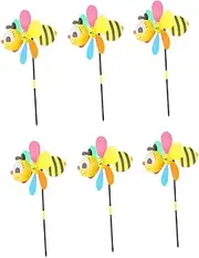 CIMAXIC 6pcs Cartoon Bee Windmill Lawn Wind Spinners for Garden Decor Eye Catching Pinwheels for Parties Fun Outdoor Decoration for Home and Garden