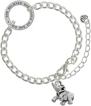 [Delight Jewelry] 3-D Elephant She Believed She Could Link Charm Bracelet, 8.5"