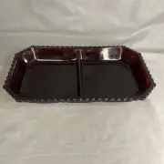 Vintage 1876 Avon Ruby Red Cape Cod Divided Condiment Dish Relish Tray