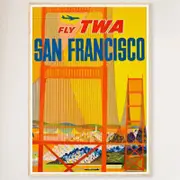 Galrie Vintage San Francisco Airline Travel Poster Golden Gate Bridge Art, Wood Frame, A0 84 x 119cm (33 x 47inch)