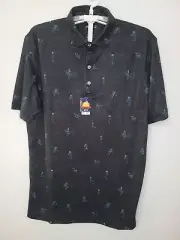NWT Johnnie O Maguire Mens Medium Pinup Performance Black Polo Shirt M159