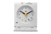 7.8cm White Analogue Travel Alarm Clock With World Time Zone Map By BRAUN