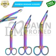 3 Lister Bandage Scissors 3.5", 4.5" & 5.5" Rainbow Multi Color Surgical Medical