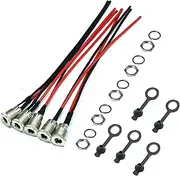 10Pcs 5.5 x 2.5 MM DC Power Jack Cord Socket Threaded Female Mount Connector Adapter with Pre-soldered Wires and Waterproof Cover Cap