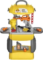KIDBOT 2in1 Workbench Tool Table 39PCS Kids Toy Tool Bench Set Portable,Educational Builder Toy ,Workshop Pretend Role Play Toy, for 3+ Years Old Kids
