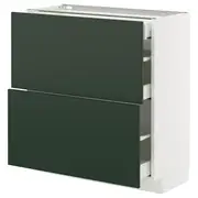 METOD / MAXIMERA base cab with 2 fronts/3 drawers, white/Havstorp deep green, 80x37x80 cm