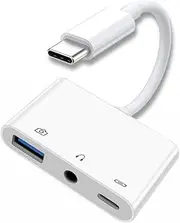 chenyang 3 in 1 USB C to 3.5mm Audio AUX & USB 2.0 Socket OTG Adapter with PD 15W Charge for Laptop Tablet Phone
