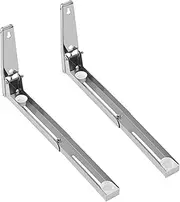 2X Microwave Oven Bracket, Universal Stainless Steel Mount Bracket Support Frame Foldable Stretch Shelf Rack Wall Silver
