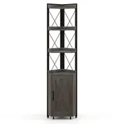 Costway 6-Tier Corner Bookcase Corner Shelf Display Storage Rack w/Cabinet Standing Bookshelf Living Room
