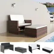 2 Piece Garden Lounge Set with Cushions Poly Rattan Bed Multi Colours vidaXL