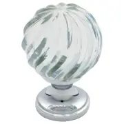 Large Fluted Swirl Glass Cupboard Knob