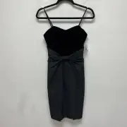 Aidan Mattox Black Strapless Velvet Crepe Draped Sheath Cocktail Dress 2 $195