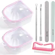 Nail Soaking Bowl, Gel Nail Polish Remover Kit, Manicure Bowl for Hand, Dip Powder Remover Tools, Nail Soak Off Bowl for Acrylic Nails, Nail Brush, Cuticle Pusher, Cuticle Peeler, 100180 Nail File,