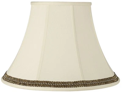 Creme Large Bell Shade with Black and Gold Trim 9" Top x 18" Bottom x 13" High