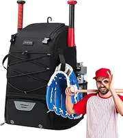 Bat Bags Baseball - Baseball Equipment Bag, BBaseball Bat Bag Backpack | Lightweight Softball Bat Bag for Boys, Adults, with Fence Hook Hold TBall Bat, Batting Mitten Helmets Caps Teeball Gear