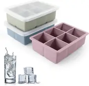 SBSGV Silicone Ice Cube Trays 3 Pack - Large Size Silicone Ice Cube Molds with Leak Proof Removable Lid Square Ice Cube Tray And BPA Free for Cocktail