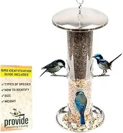 Large Stainless Steel bird feeder With Tray, garden Bird Seed Feeder, bird feeders for small birds, metal wild Bird Feeders. Hanging Bird Feeder for seeds, bird feeders for Wild bird
