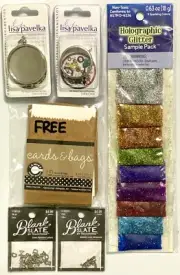 Lot E Lisa Pavelka Bezel 2pcs, Glitter Set, Blank Slate Letters, (Cards/Bags)