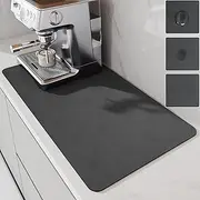 LIMNUO Coffee Mat,Coffee Maker Mat for Countertops, Absorbent Dish Drying Mat for Kitchen Counter, Under Coffee Maker Coffee Machine Coffee Pot Espresso Machine Dish Rack (Grey, 80 x 43 cm)