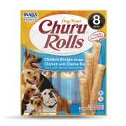 Inaba Dog Churu Rolls Snack Chicken & Cheese with Creamy Filling - 48 Rolls