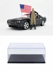 DIECAST CAR W/DISPLAY CASE 2010 DODGE CHALLENGER W/WSHNGTN US FLAG A1806016 1/18