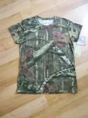 Mossy Oak Break Up Camo Short Sleeve Shirt Knit Top Size L NWT