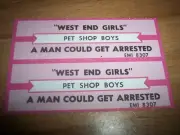 2 Pet Shop Boys West End Girls / A Man Could Get Arrested Jukebox Title Strips