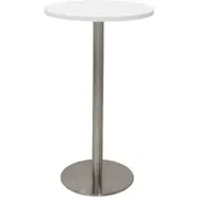Rapidline Circular Dry Bar Table D600 x H1075mm Natural White Top Stainless Steel Disc Base