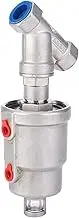 Angle Seat Valve Stainless Steel Pneumatic Steam Valve Air Actuated Female Thread Control Valves, PTEE Sealing, Single Acting Normally Closed Silver,1/2in DN15