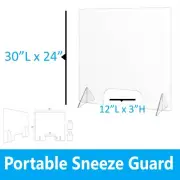 Portable Countertop Sneeze Guard with Pass Through Opening 30”L x 24”H