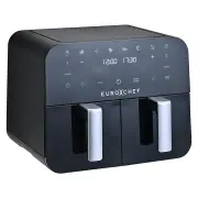 EUROCHEF 9L Dual Zone Air Fryer, Electric Digital Airfryer Twin Drawers, Black/Silver