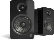 Elegant Powered Bookshelf Speakers with Bluetooth and Phono Preamp | Gloss Black