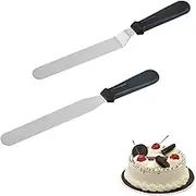 Stainless SteelBentand Straight Blade Cake Angled Scrapers, 2Pcs Stainless Steel Offset Spatula Angled Cake Spatula Frosting Smoother,Stainless SteelDecorating Frosting Spatula Offset Cake Spatula