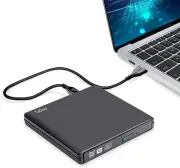 External CD DVD Drive, Slim Portable External CD Rewriter Burner Writer