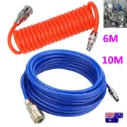 6M/ 10M Coil Compressor Air Line Hose Recoil Hoses PU & Fit Nitto Style Fittings