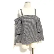 REVOLVE Waverly Grey Linney NEW cold shoulder gingham top XS black White